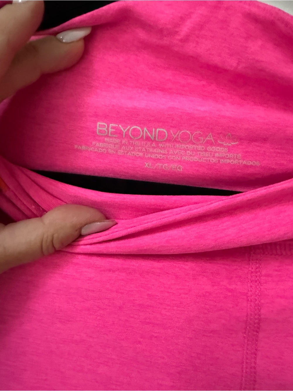 Beyond Yoga Pink and Orange 🍊 Colorblock Long Sleeve Crop Top & Leggings Set - Picture 6 of 7